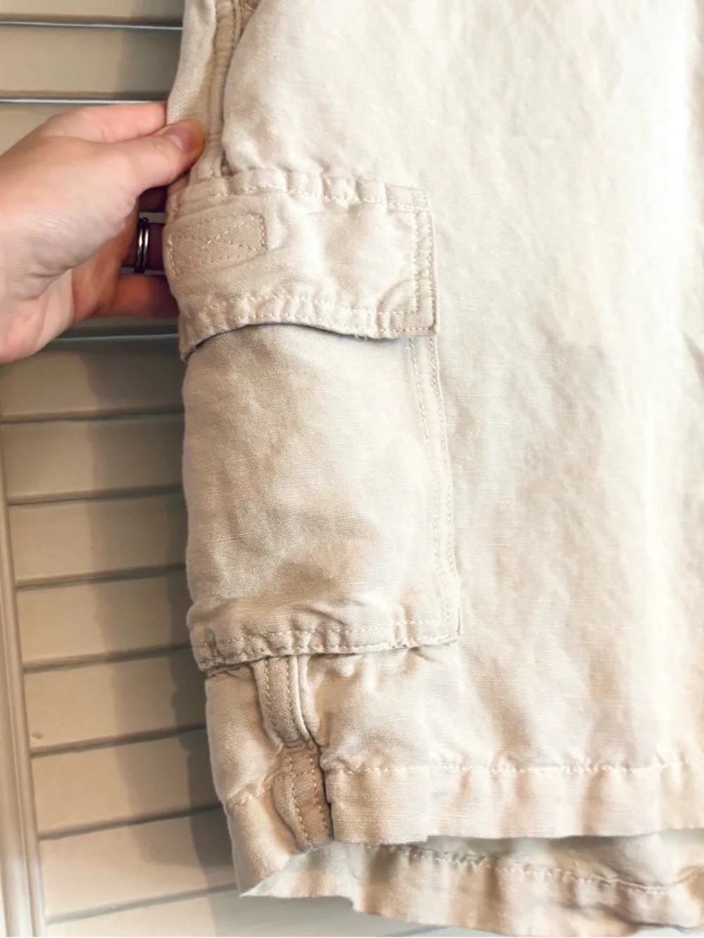 Cubavera Mens Linen Blend Pull On Cargo Shorts Tan Size Large